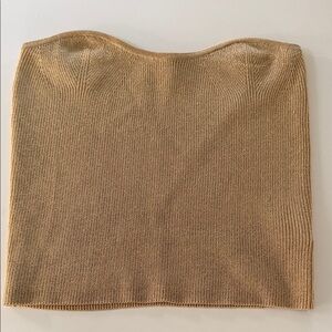 Hausen Gold Strapless Ribbed Top M